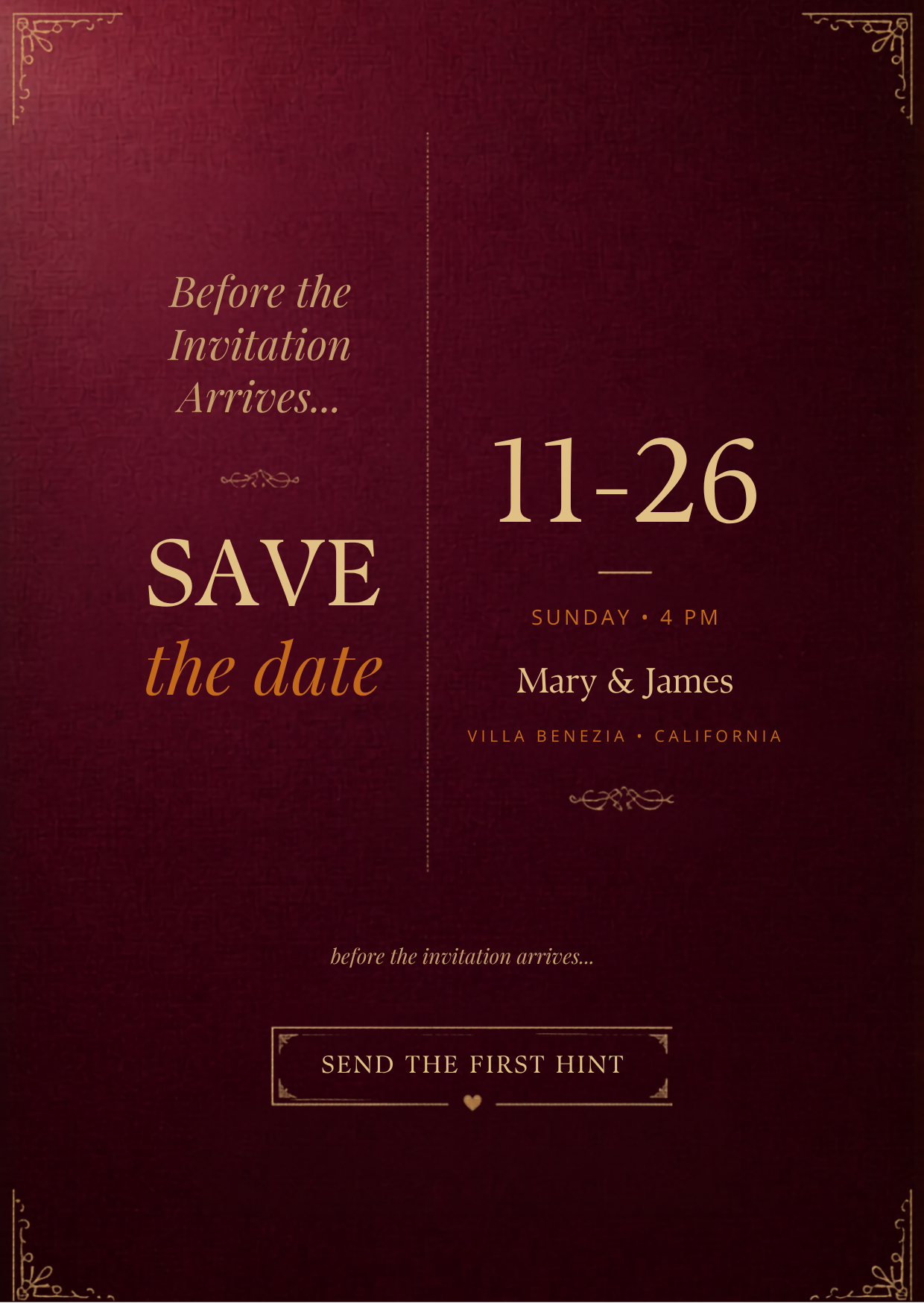 Mobile save the date Canva template.