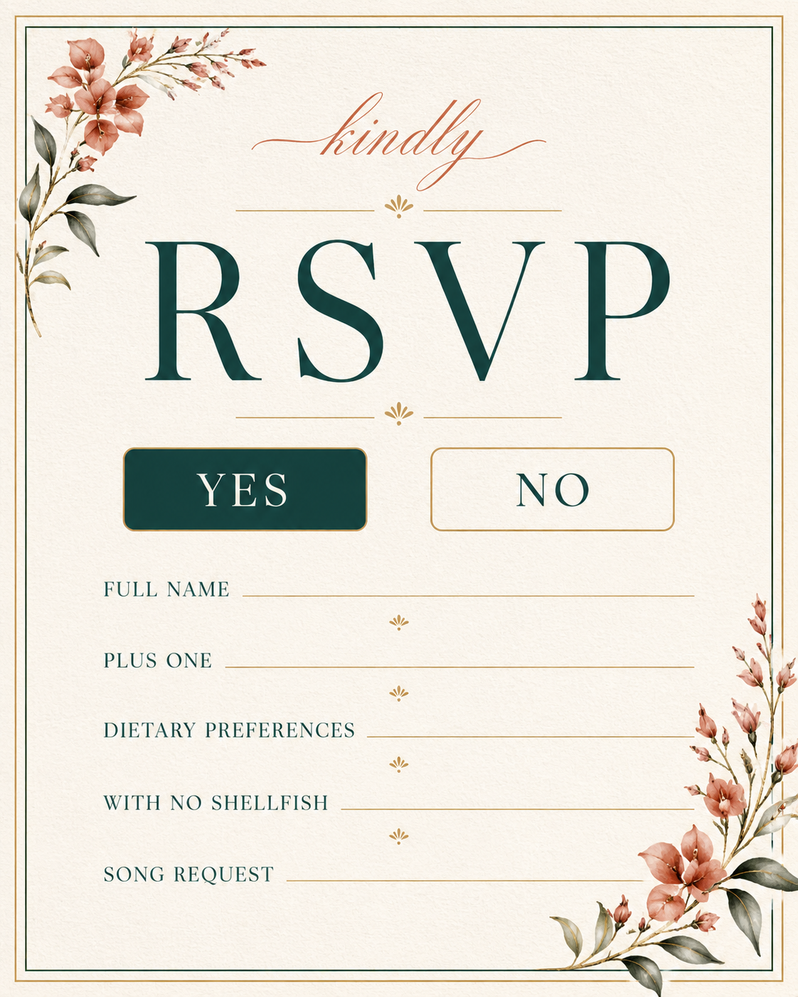 Green and Terracotta RSVP preview.