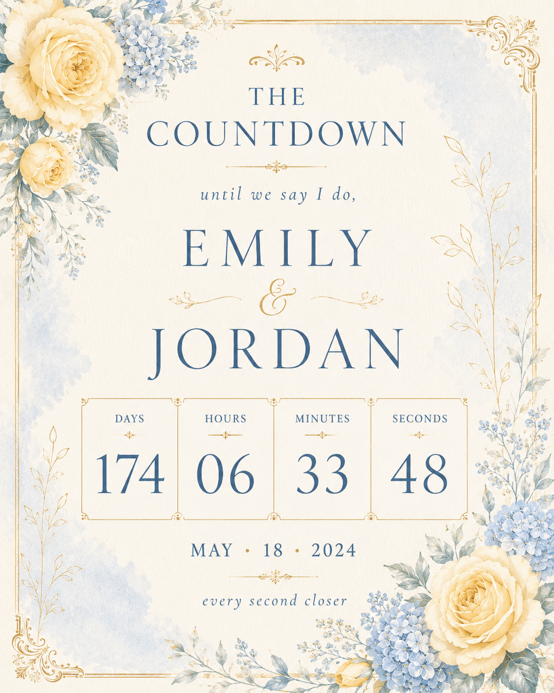 Pastel Yellow and Soft Blue RSVP preview.